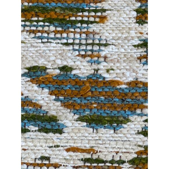 Vtg Tapestry Upholstery Fabric 66x55 Tribal Woven Jacquard Turquoise Brown Cream - Picture 2 of 10